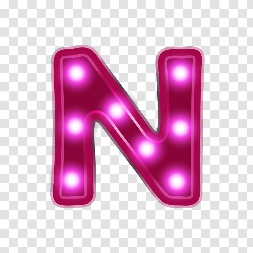 Neon Lighting Letter - Violet - Red Alphabet N Transparent PNG