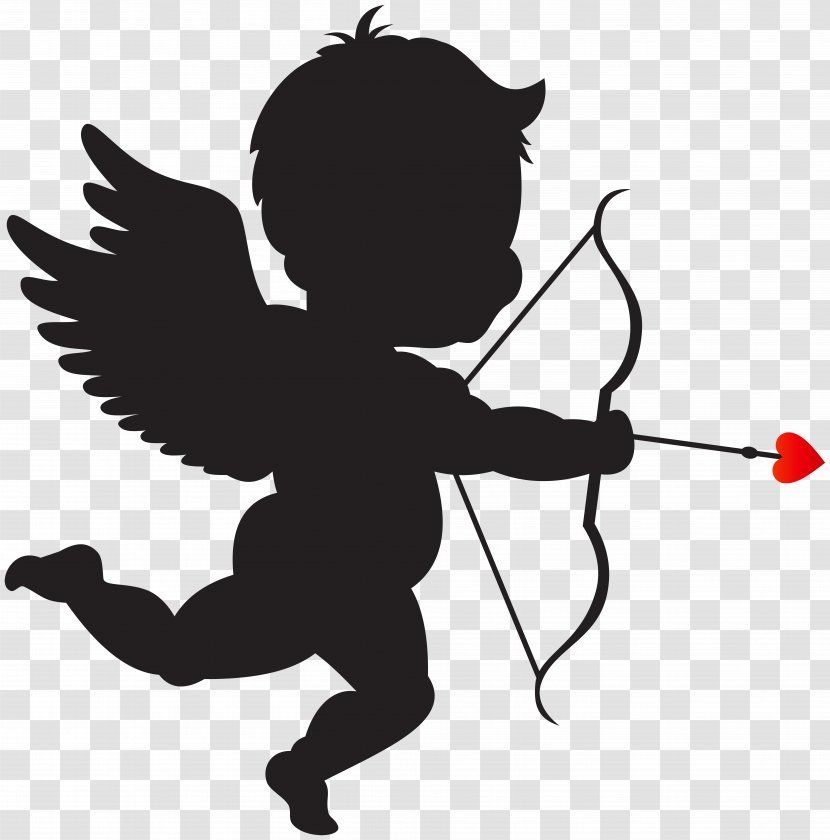 Valentine's Day Cupid Lupercalia Venus Heart - Silhouette - With Bow PNG Clip Art Image Transparent PNG