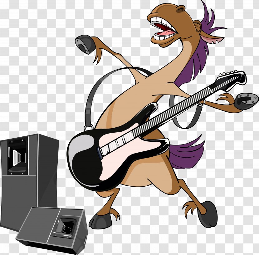 Horse Cartoon Clip Art - Guitar - Donkey Transparent PNG