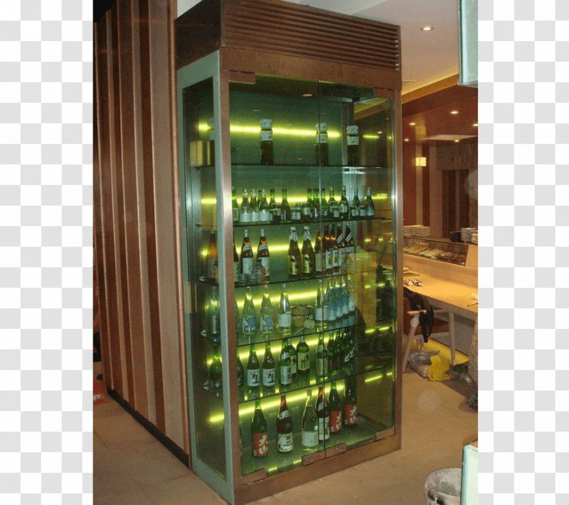Shelf Glass Liquor Display Case Bottle Shop - Freezer Transparent PNG