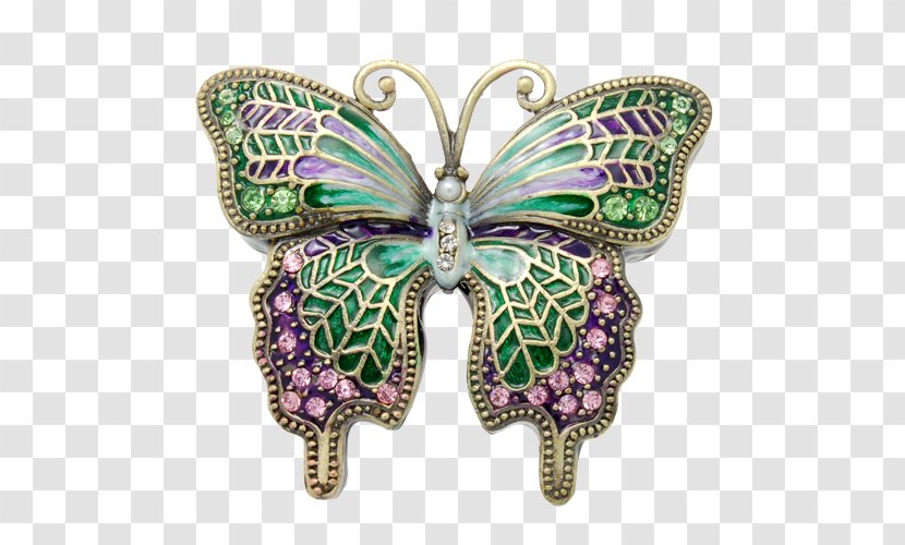 Butterfly Urn Green Brooch Purple - Pollinator Transparent PNG