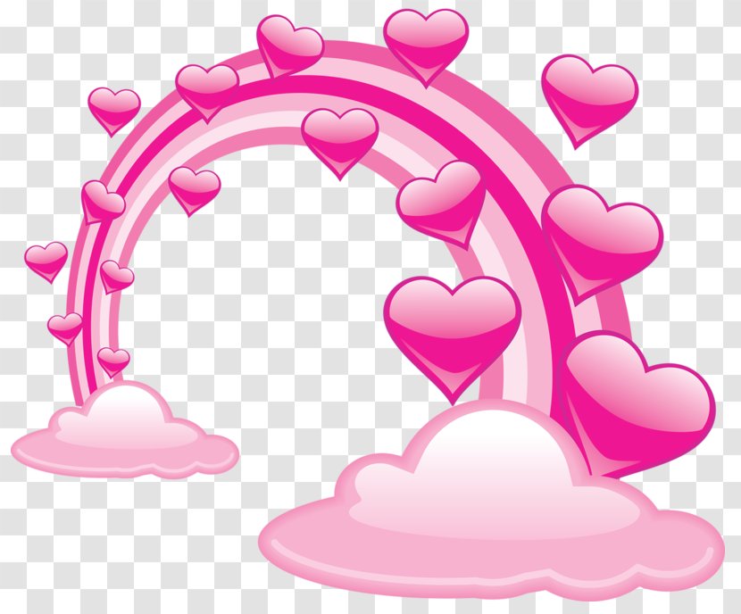 Pink Palace Fantasy Suites At Rainbow Motel Color - Cartoon - Valentine Clouds With Hearts And Clipart Transparent PNG