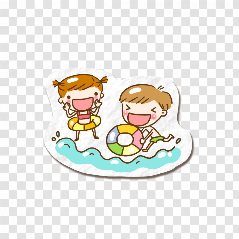 Child Drawing Cartoon - Fictional Character - Summer Swimming Transparent PNG