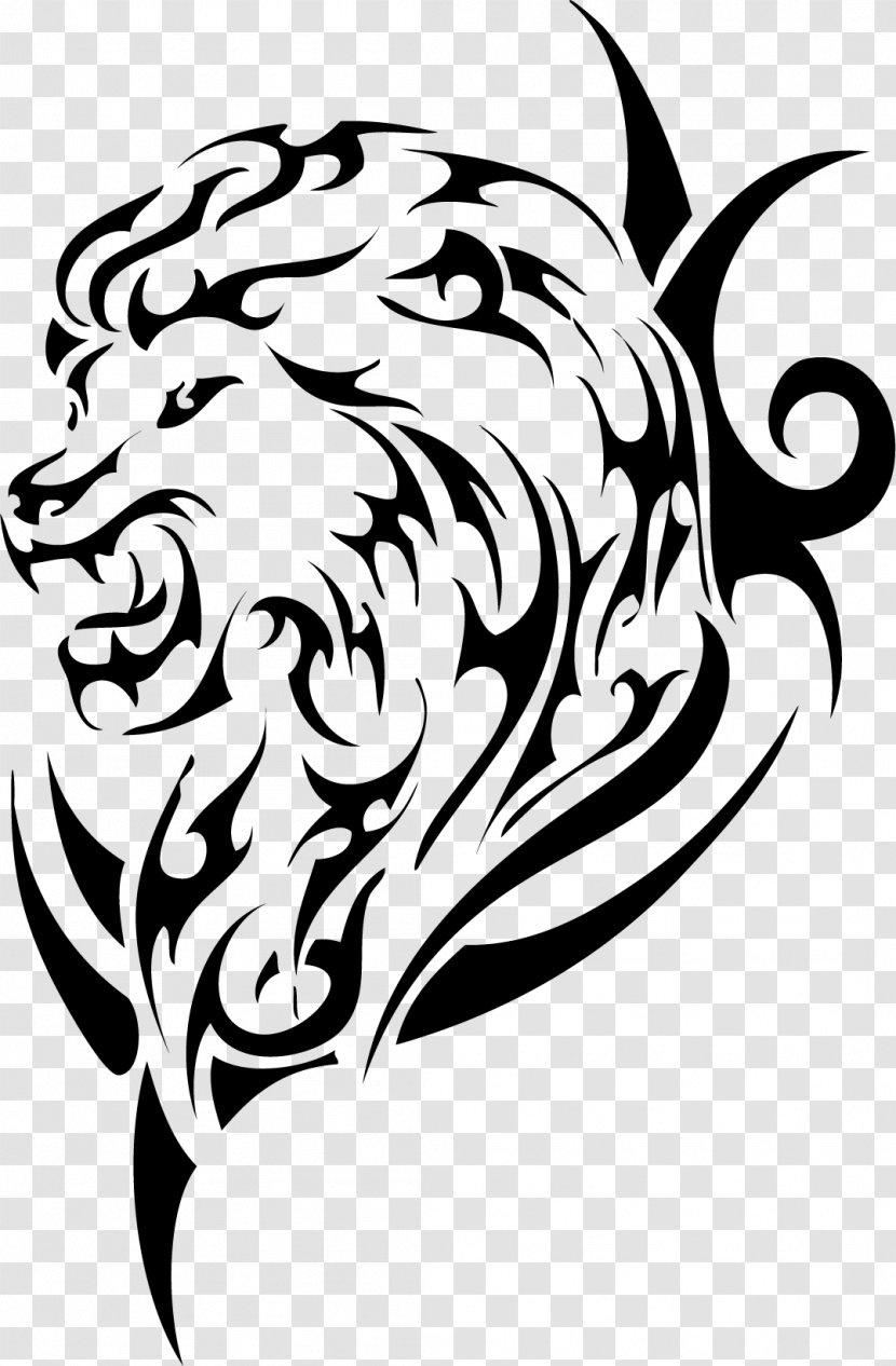 Lion Sleeve Tattoo Tribe - Line Art - Tribal Crown Transparent PNG