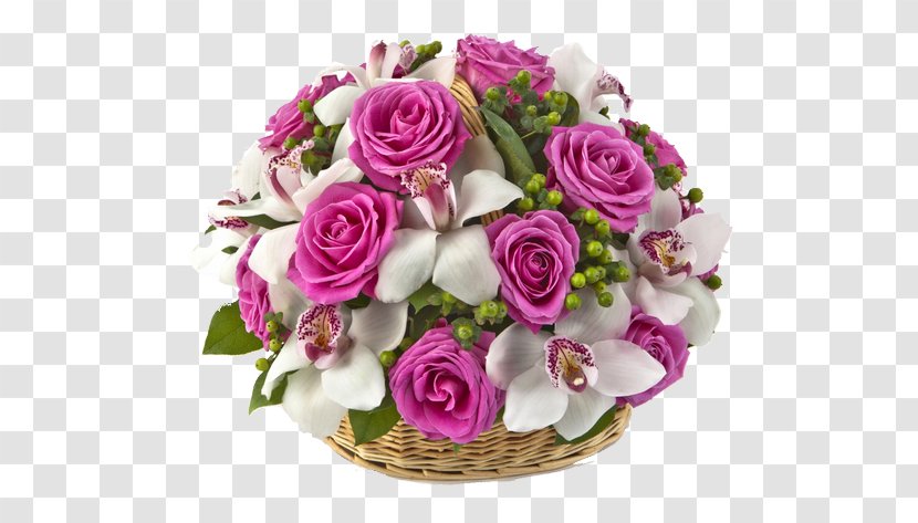 Flower Bouquet Cut Flowers Basket Rose - Lilium Transparent PNG