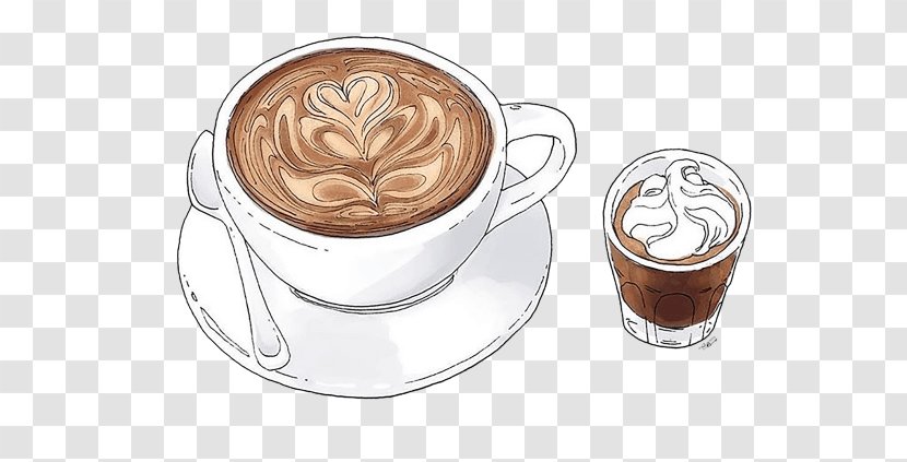 Café Au Lait Cappuccino Coffee Latte Flat White - Hot Chocolate - Sketch Transparent PNG