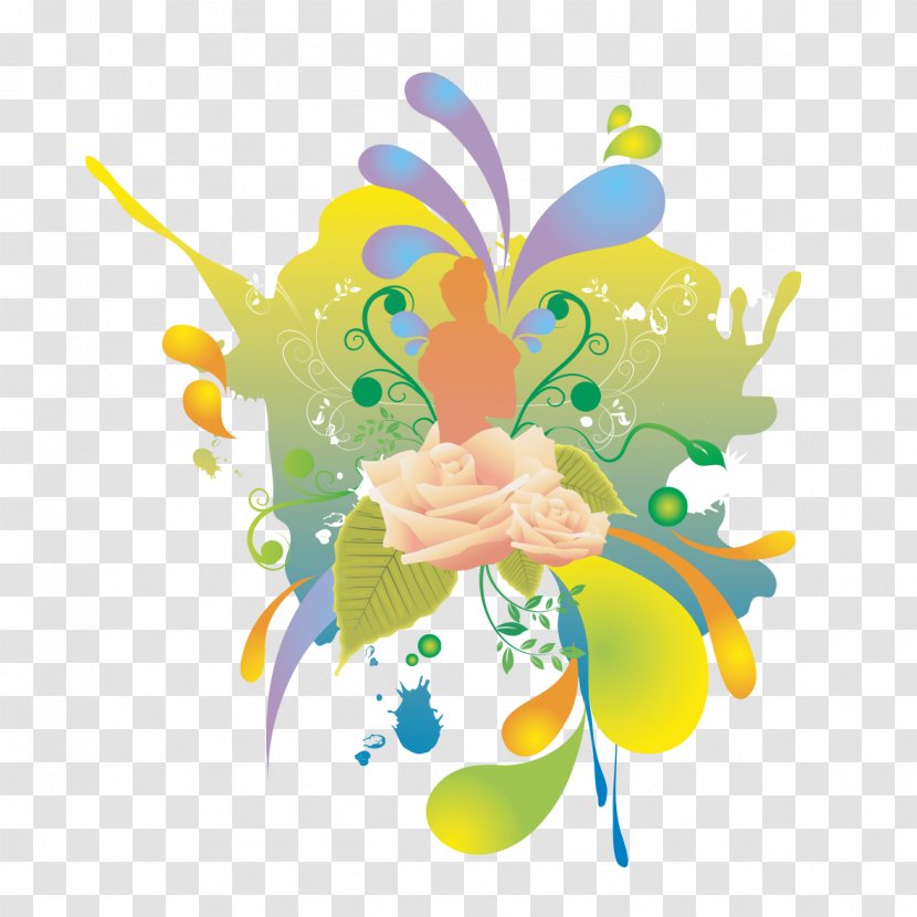 Download Adobe Illustrator - Cut Flowers - Silhouette Beauty Color Decoration Transparent PNG