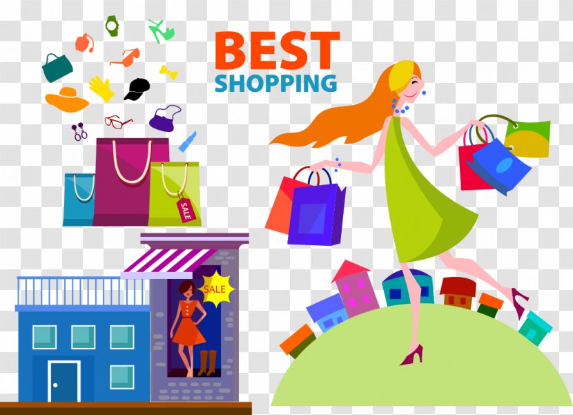 Online Shopping Banner - Cartoon Women Love Transparent PNG