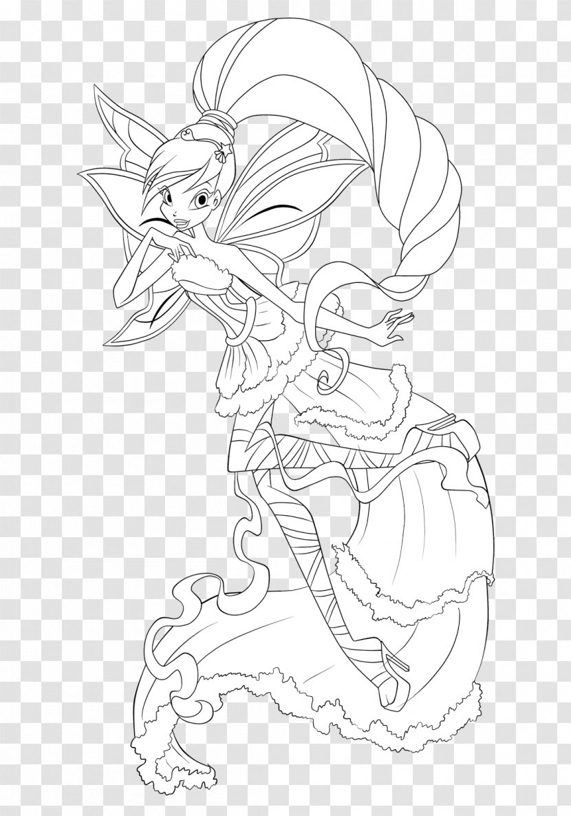 White Line Art Inker Sketch - Joint - Stella Winx Club Transparent PNG