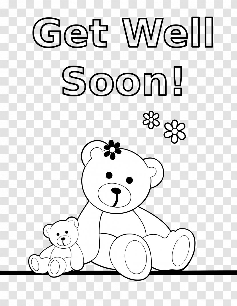 Coloring Book Bear Clip Art - Silhouette - Get Well Soon Transparent PNG