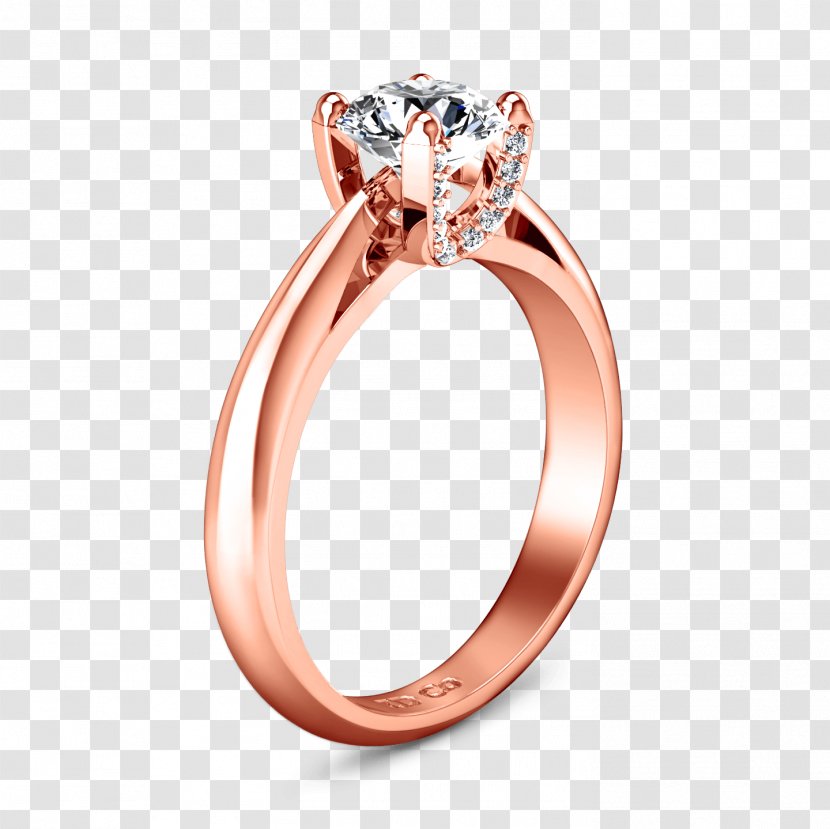 Diamond Engagement Ring Wedding Solitaire - Colored Gold Transparent PNG