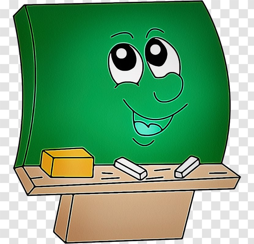 Green Cartoon Desk Clip Art Smile - Fictional Character Side Dish Transparent PNG