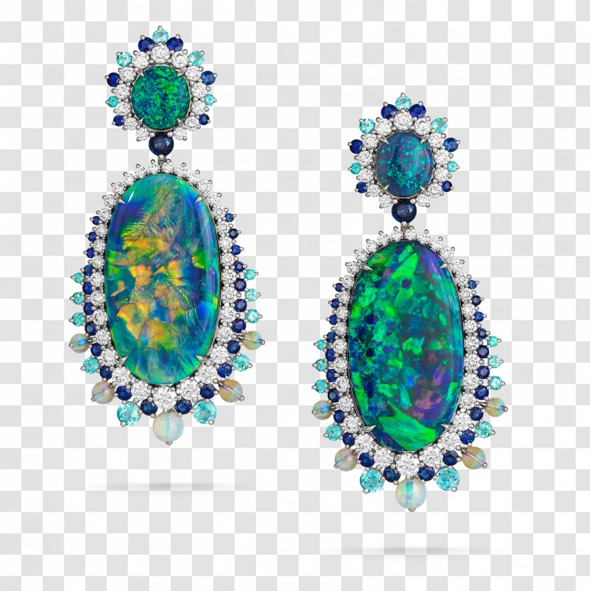 Earring Jewellery Emerald Opal Diamond - Jewelry Making - Black Sapphire Earrings Transparent PNG