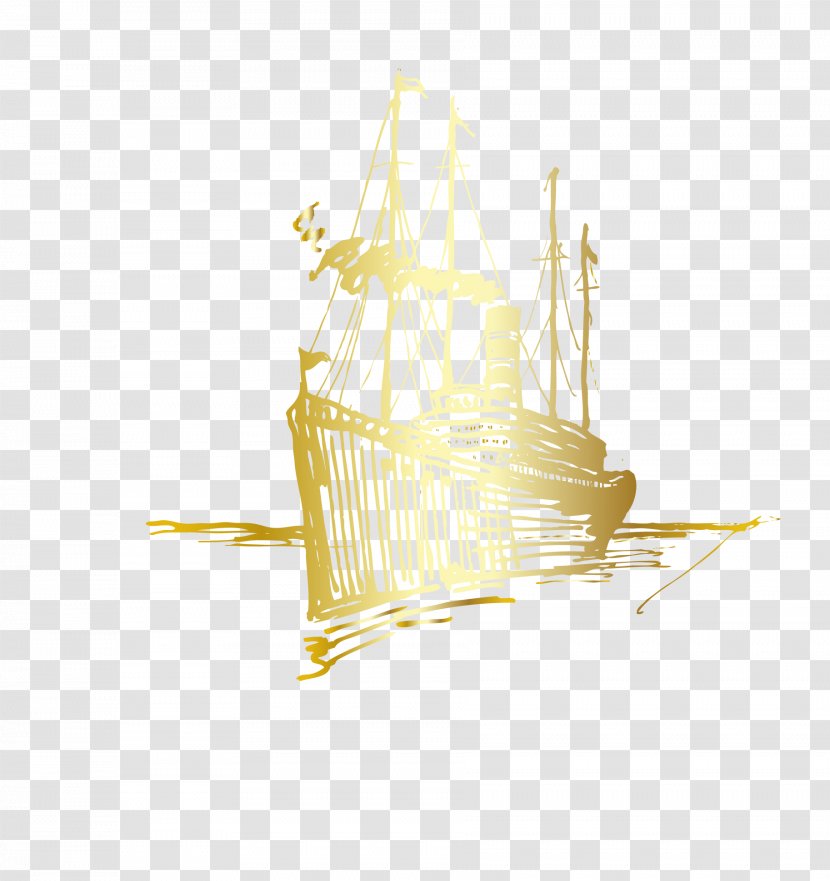 Warship Drawing Sketch - Vector Gold Pattern Smooth Sailing Transparent PNG