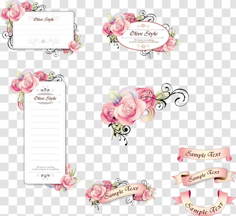 Paper Flower Adobe Illustrator - Ribbon Card And Hand-painted Flowers Transparent PNG