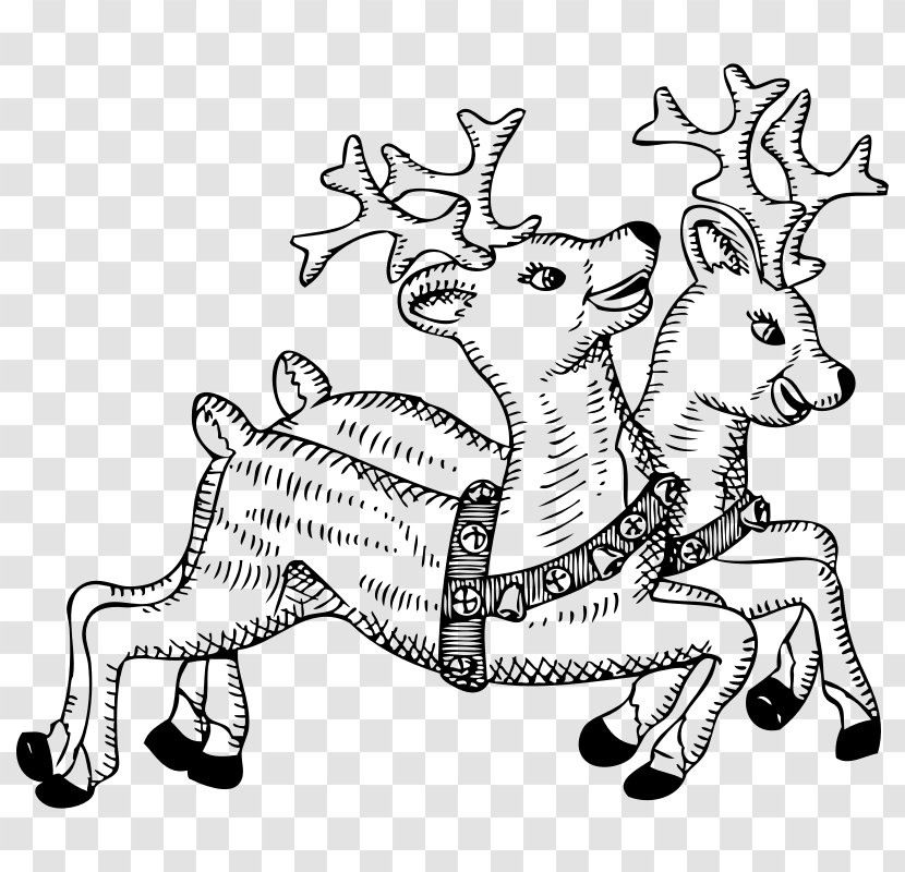 Santa Claus Christmas Tree Black And White Clip Art - Nativity Scene - Reindeer Images Transparent PNG