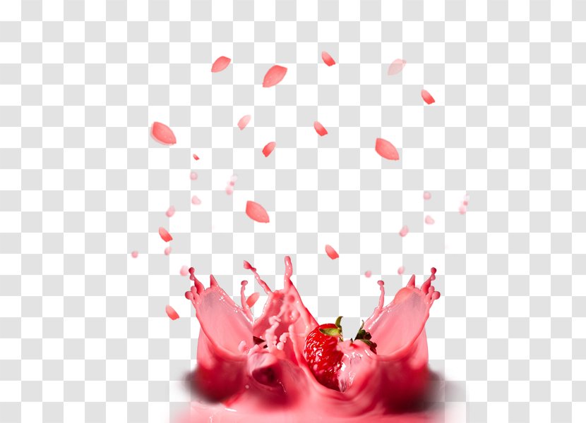 Strawberry Ice Cream Milkshake - Yogurt - Petals Milk Transparent PNG