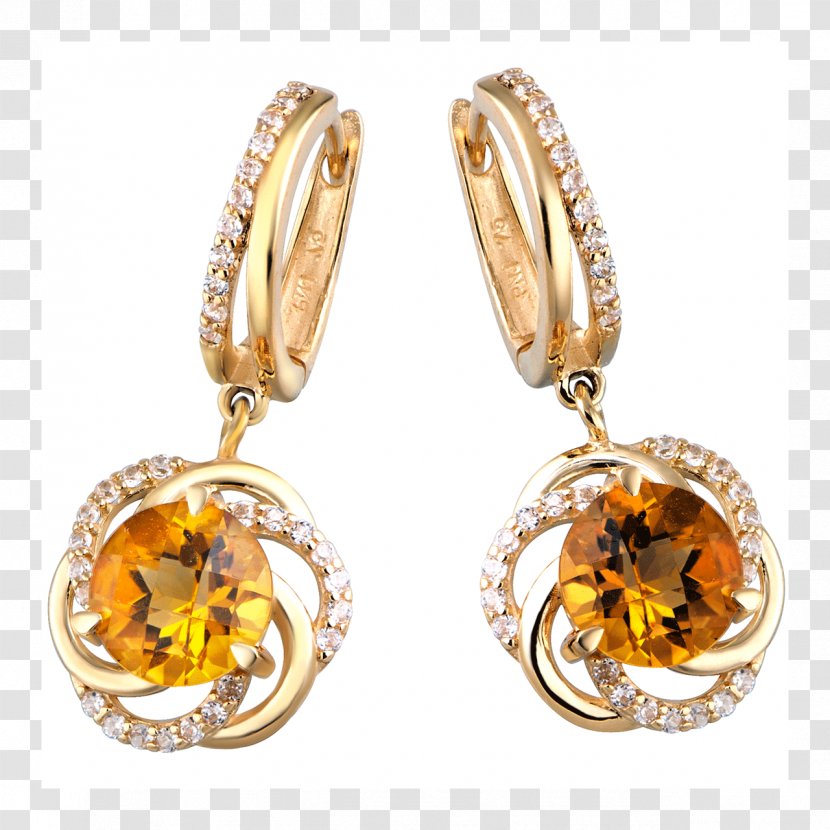 Earring Citrine Gold Body Jewellery - Material Transparent PNG