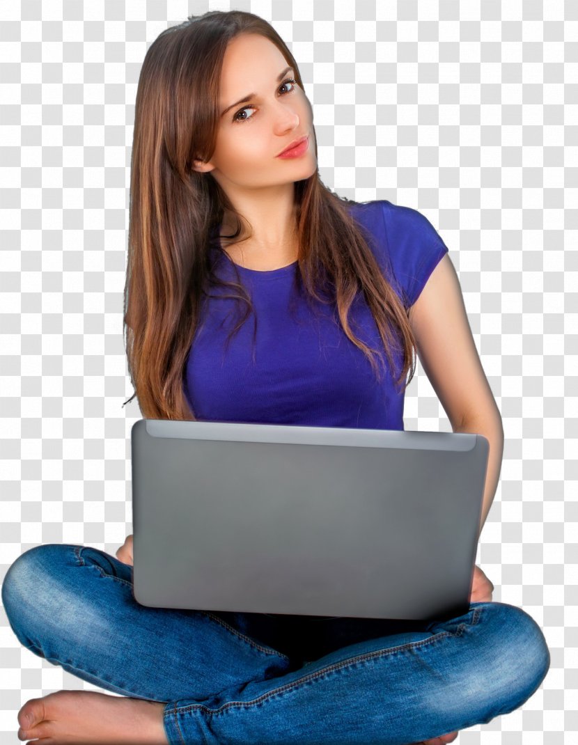 Laptop Dell Woman Computer - Hp - Holding Transparent PNG