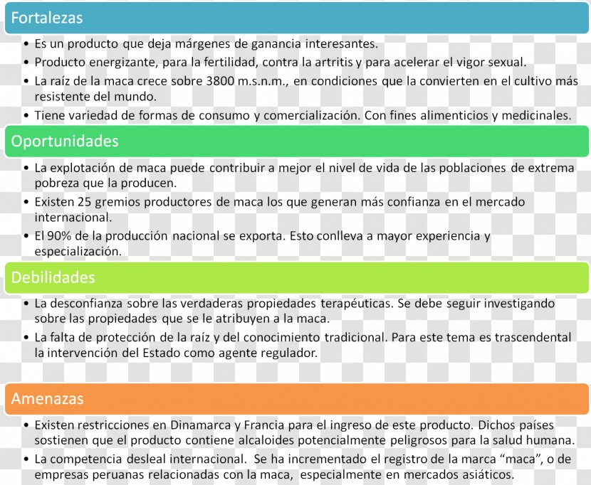 SWOT Analysis Peru Export And Tourism Promotion Board Maca Business - Swot Transparent PNG