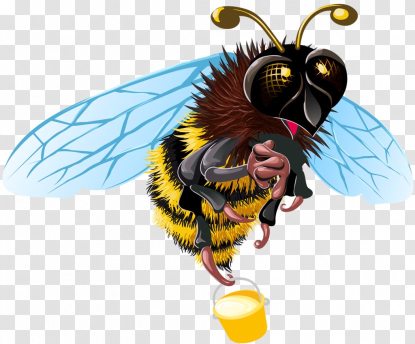European Dark Bee Insect Honey Clip Art - Pollinator Transparent PNG