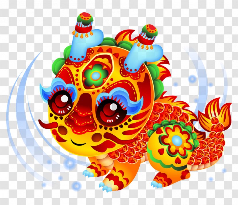 Lion Dance Cartoon Chinese New Year Illustration Transparent PNG