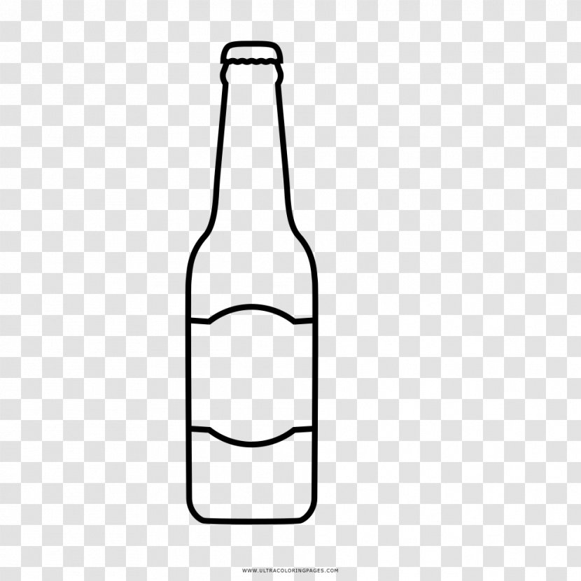 Beer Bottle Drawing Coloring Book Glass - Black And White Transparent PNG