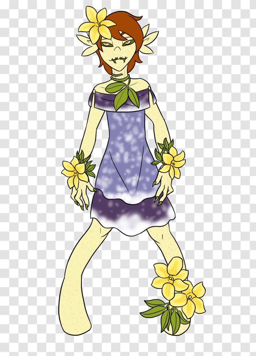 Floral Design Fairy Dress Woman - Cartoon Transparent PNG