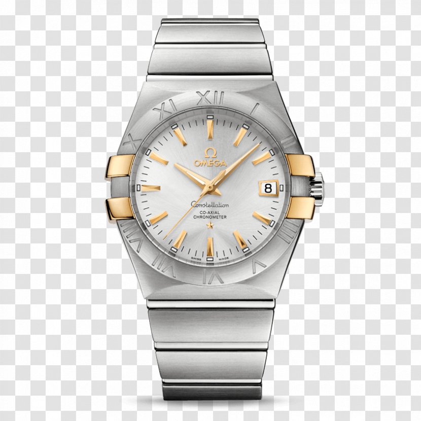 Omega Constellation SA Coaxial Escapement Watch Gold - Strap Transparent PNG