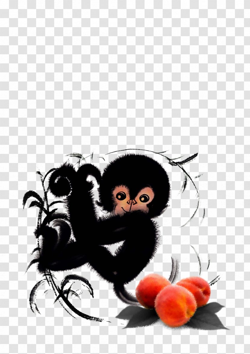 China Chinese New Year Monkey Happiness - Heart - There Are Texture Of Black Elements Transparent PNG