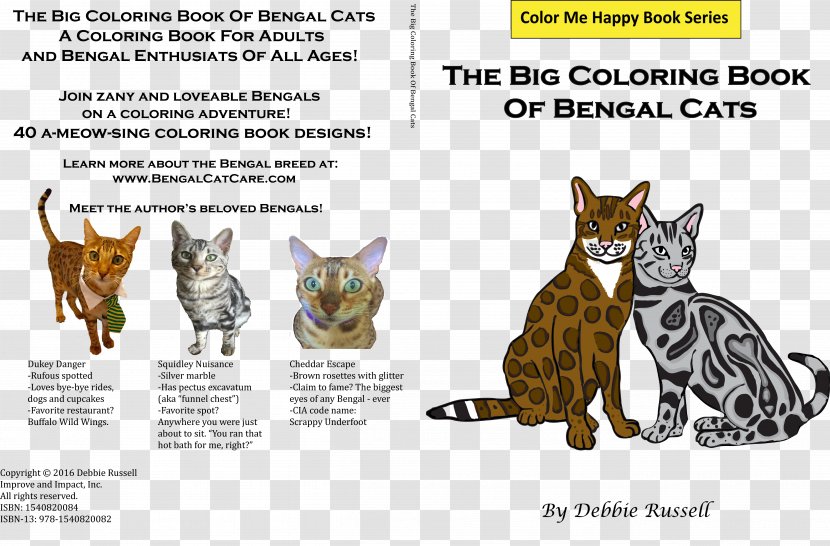 Whiskers Bengal Cat Coloring Book - Photo Caption Transparent PNG