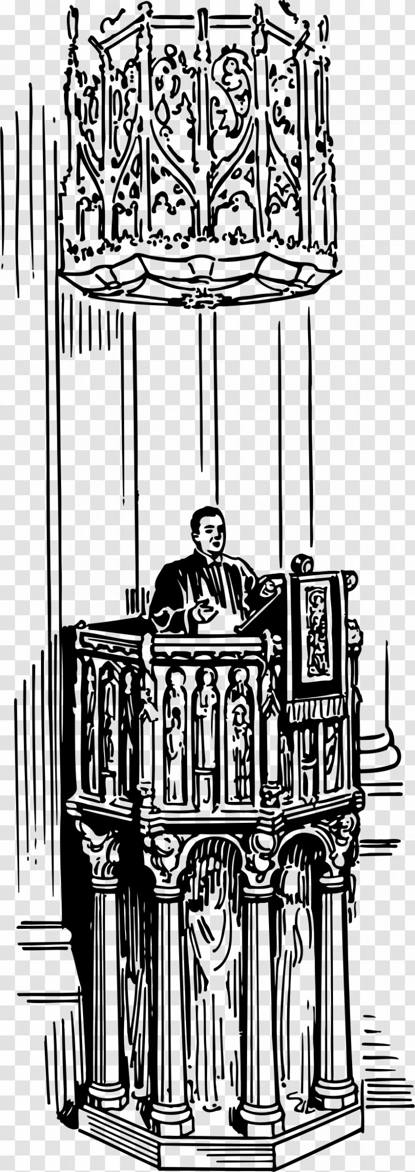 Pulpit Preacher Church Clergy Clip Art - Black And White Transparent PNG
