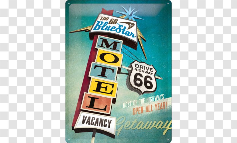 U.S. Route 66 Santa Monica Motel Nostalgia Art - Mural - Hotel Transparent PNG