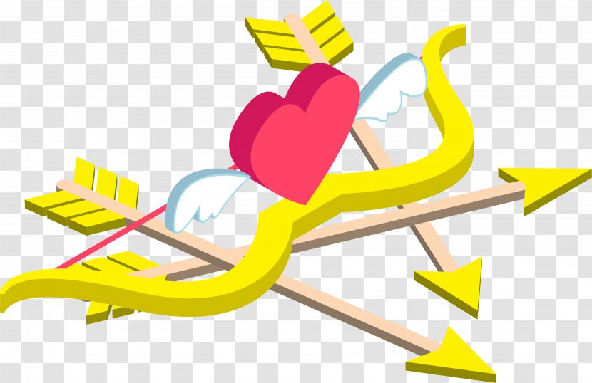 Cupid Arrow Clip Art - Cartoon - Golden Bow Transparent PNG
