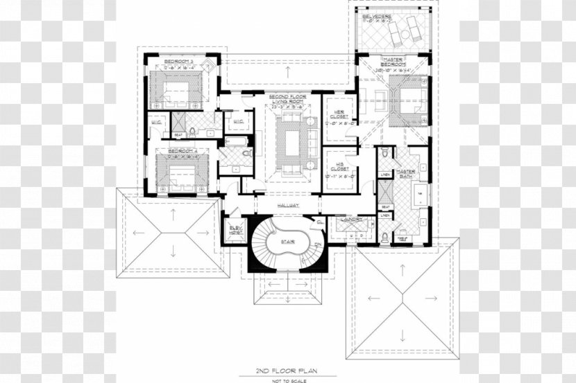 Floor Plan Furniture Line Pattern - Black And White Transparent PNG