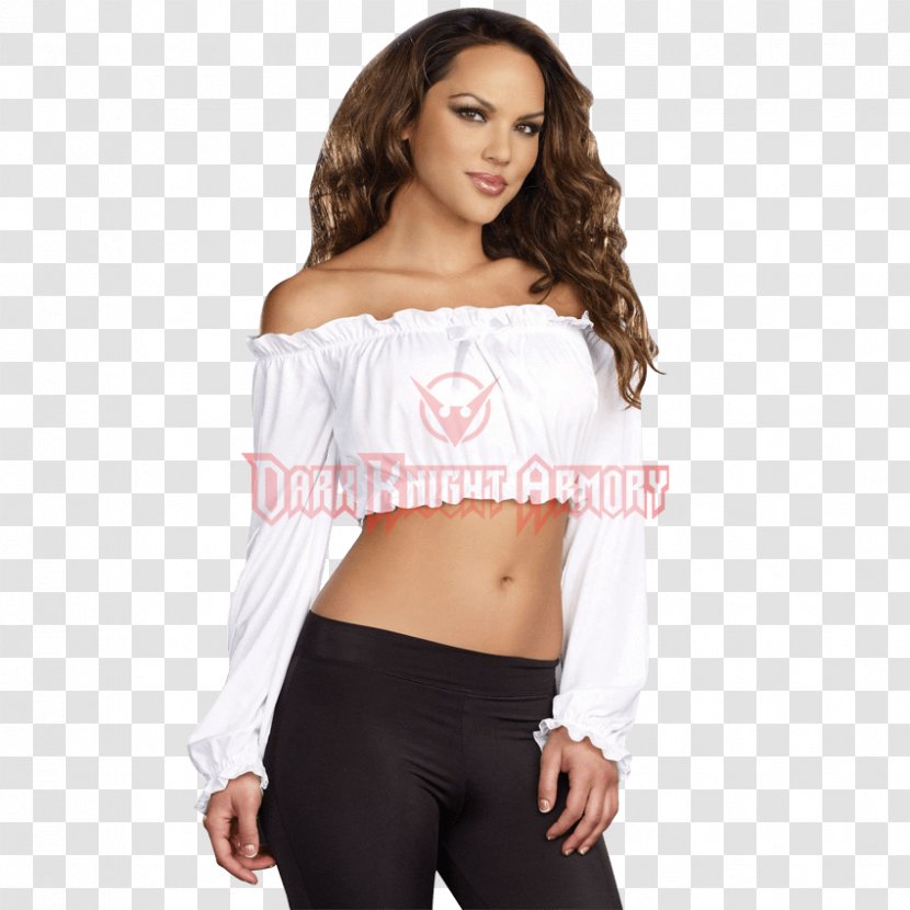 Crop Top Costume Ruffle Sleeve - Blouse - Shirt Transparent PNG