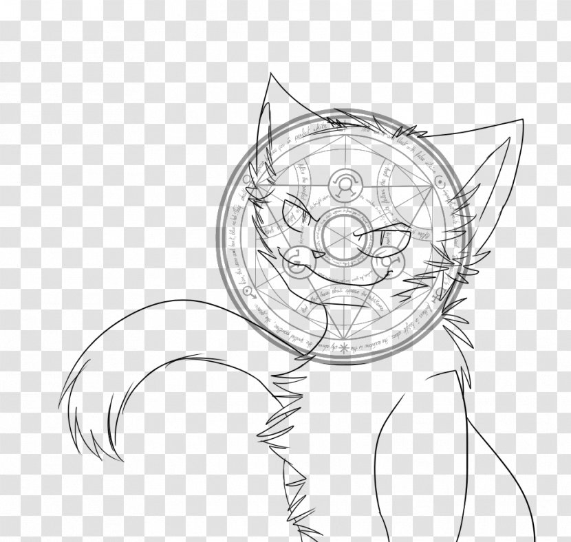 Whiskers Cat Line Art White Sketch - Silhouette Transparent PNG