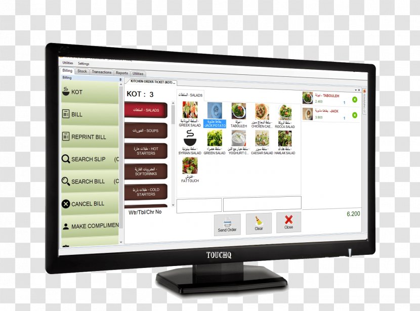 Computer Monitors Software Point Of Sale Restaurant Management Touchscreen - Monitor Transparent PNG