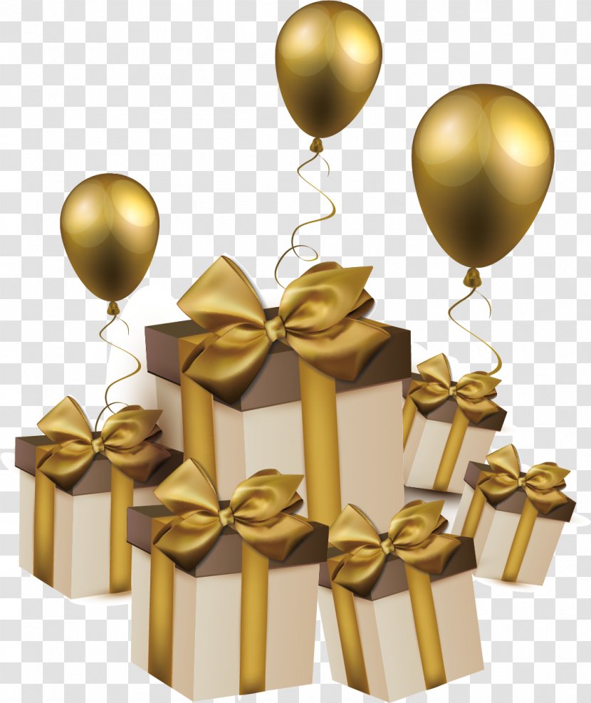 Gift Balloon - Layers - Golden Transparent PNG