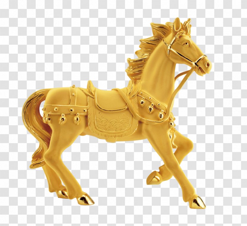 Mustang Sculpture Pony - Horse Like Mammal - Golden Transparent PNG