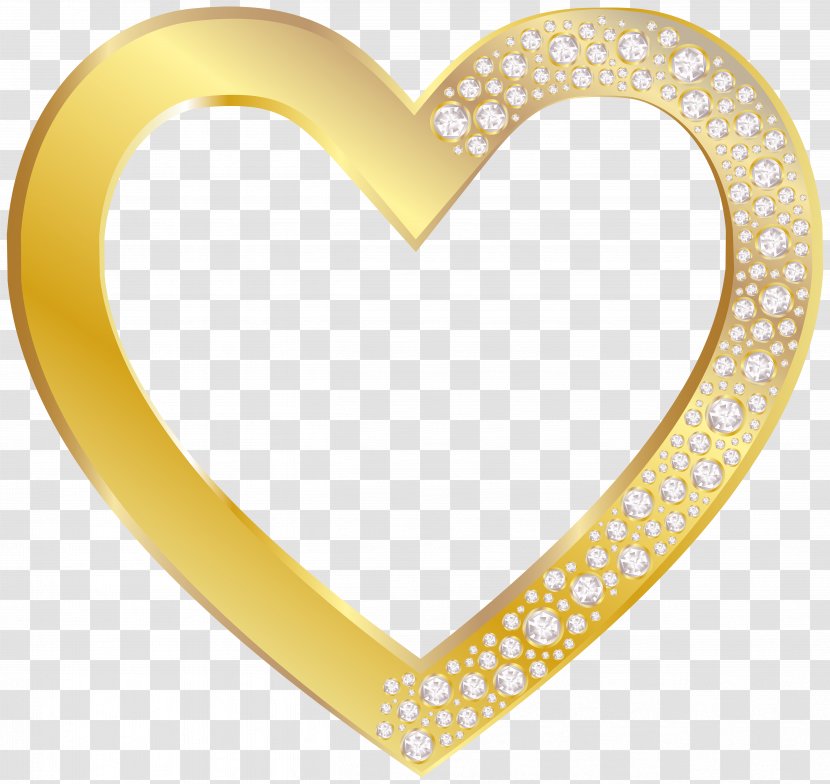 Heart Clip Art - Gold With Diamonds Image Transparent PNG