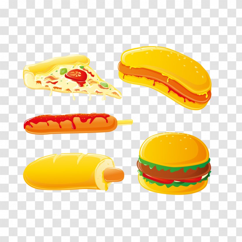 Hamburger Hot Dog Pizza Sausage Fast Food - Cheese - Vector And Dogs Transparent PNG