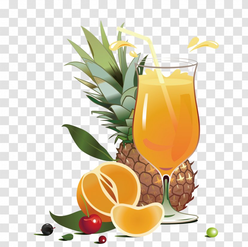 Orange Juice Drink Cocktail Garnish Fruit - Pineapple Transparent PNG