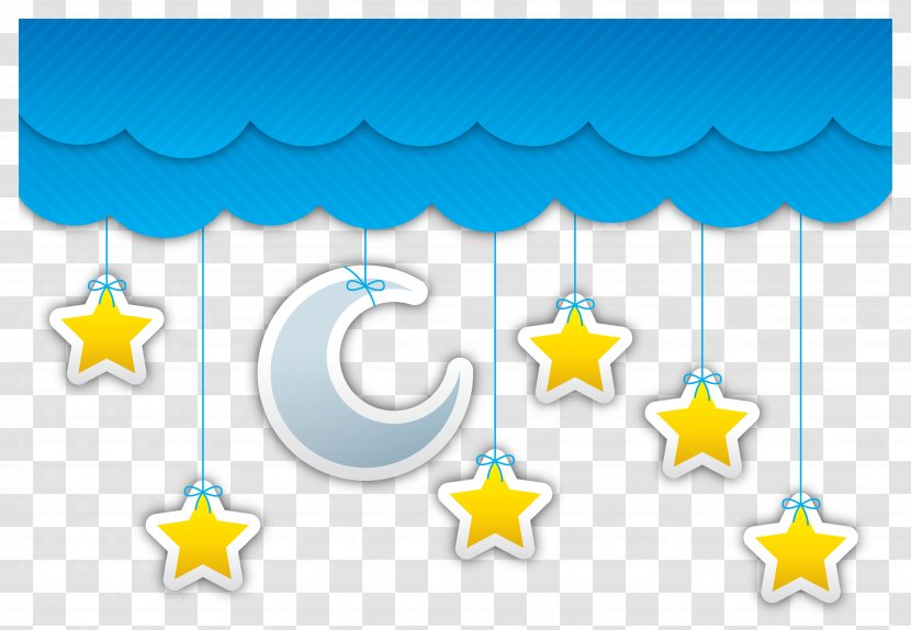 Star Moon Night Sky Cloud - Text - Blue Clouds And Stars Transparent PNG