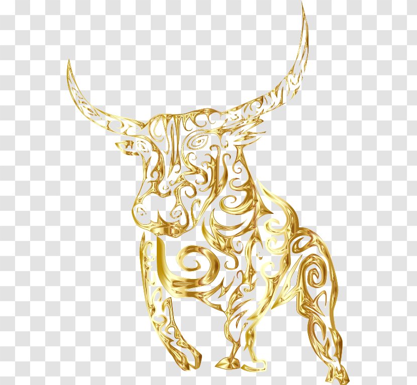 Tattoo Line Art Cattle Clip - GOLD LINE Transparent PNG