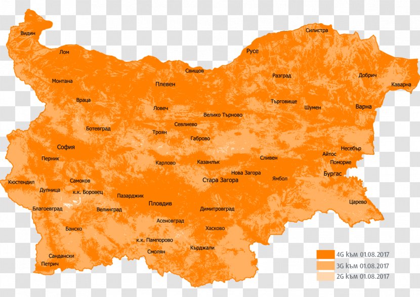 Bulgaria 4G Internet Map Vivacom Transparent PNG