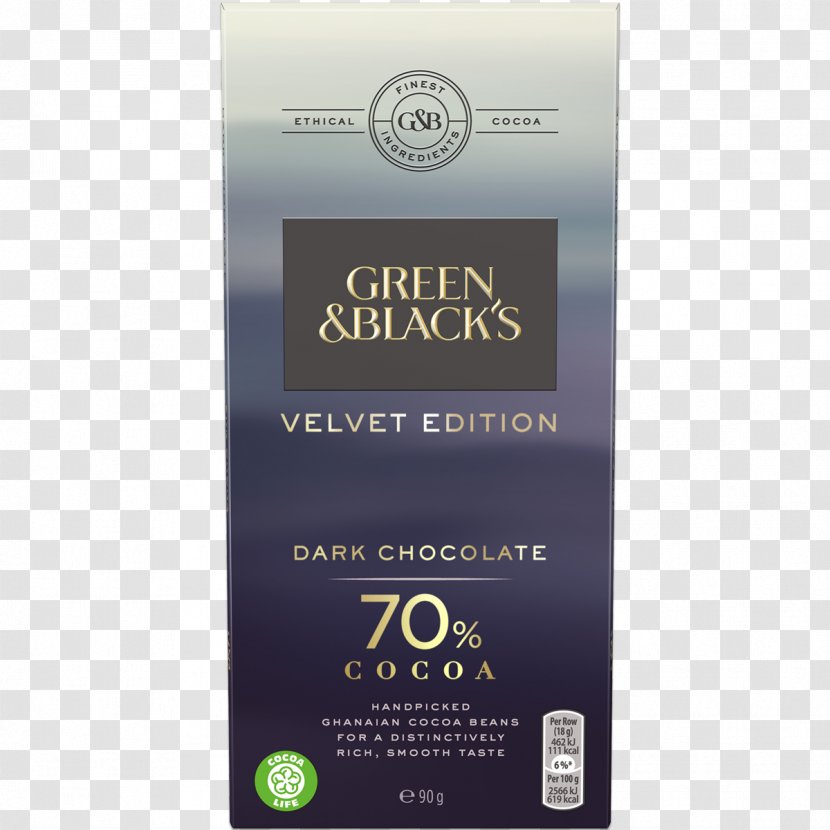 Green & Black's Chocolate Bar Organic Food Dark Transparent PNG