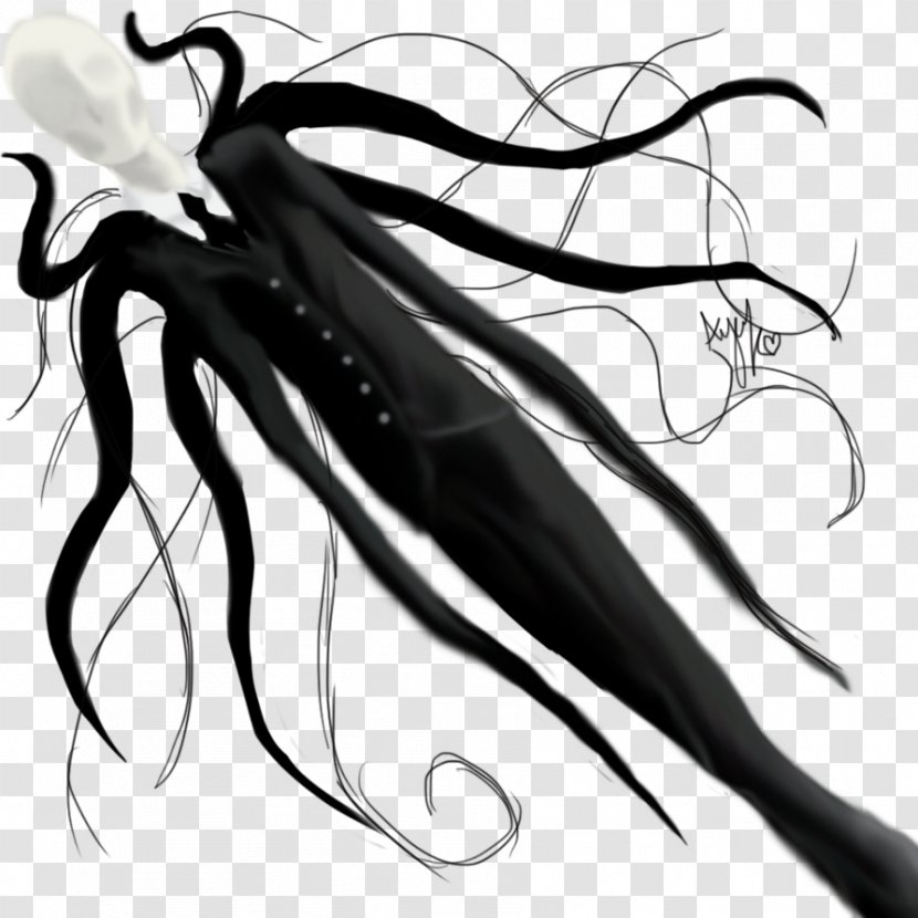 Slenderman DeviantArt Black And White 29 August - Hair Transparent PNG