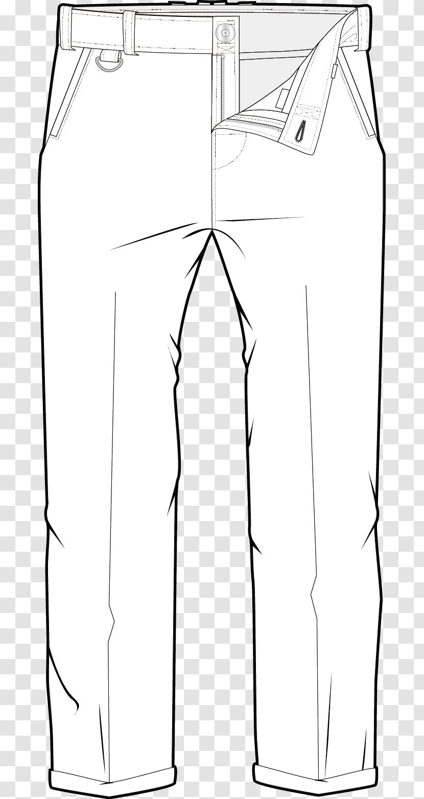 Black And White Line Art Drawing - Vector Jeans Transparent PNG