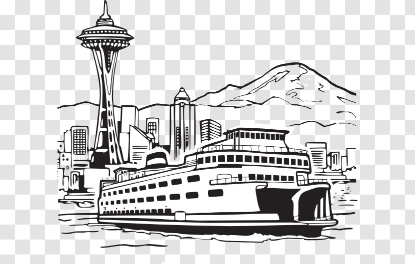 Space Needle Skyline Clip Art - Yacht - Seattle Cliparts Transparent PNG
